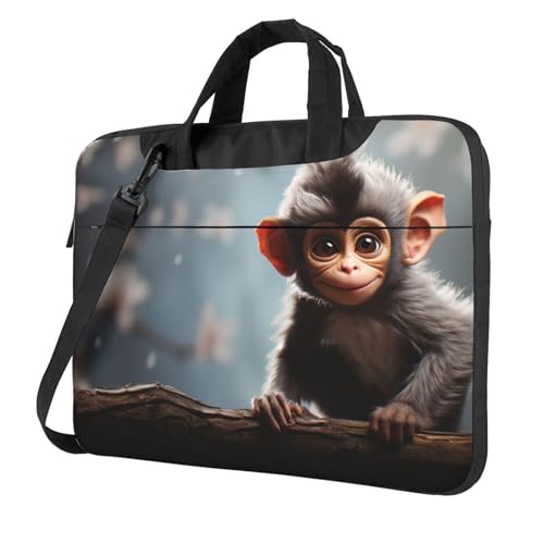 Housse ordinateur portable 14 pouces avec bandoulière et motif singe mignon