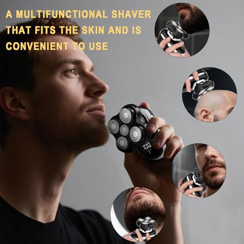 Image of Head Shaver for Bald Men | Wet & Dry Electric Shaver with 5D Floating Head & Magnetic Blades | Rechargeable Razor with LED Display & 3-Second Safety Lock