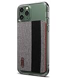 Ringke Flip Card Holder with Elastic Hand Strap Slim Soft Band Grip Fashion Multi-Card Slot 3M Stick-On Wallet Credit Card Cash Mini Pouch Attachment Compatible with Most Smartphones - Gray