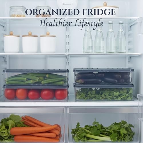 Image of GO STORE 2 Pcs Plastic Storage Containers Set for Kitchen | Pantry Organizer Kitchen Accessories Items, Fridge Storage Boxes | Leak-Proof, Durable and Space-Saving (1200ml)