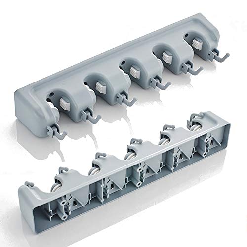 votron Coat Hooks Wall Mounted Modern Hook Rack Stainless Steel Towel Hanger Holder Organizer Storage with 5 Double Heavy Duty Hanger Hooks for Bathroom Bedroom Kitchen (mop Holder-2 Pack) - Thumbnail 3