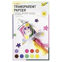 folia 810 - Mappe mit Transparentpapier, 10 farbig sortiert, 10 Blatt, 42 g/qm, ca. 18,5 x 29,7 cm, ideal zum Gestalten von Windlichtern, Fensterbildern, Laternen und vielem mehr