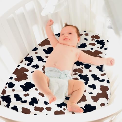 Image of Mindsoft 2 Pcs 24 x 38 in Western Cowboy Infant Crib Sheets Set Mini Portable Crib Sheet Newborn Bedding Nursery Baby Sheets for Girl Boys Baby Gifts Breathable Only for Pack and Play
