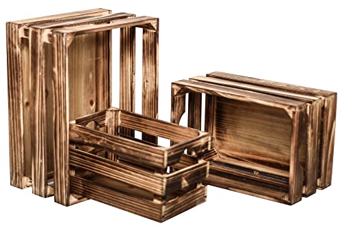 Emax Home Set Of 3 Vintage Rustic Brown Wood Decorative Nesting Storage Crates With Handles, Farmhouse Wooden Storage Container Boxes,Decorative Wood Crates #TOP5