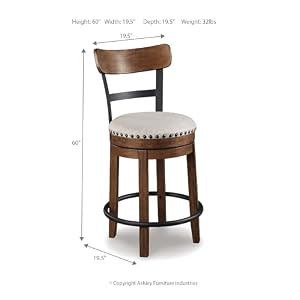 Signature Design by Ashley Valebeck Rustic Farmhouse 245 Counter Height Swivel Bar Stool Brown