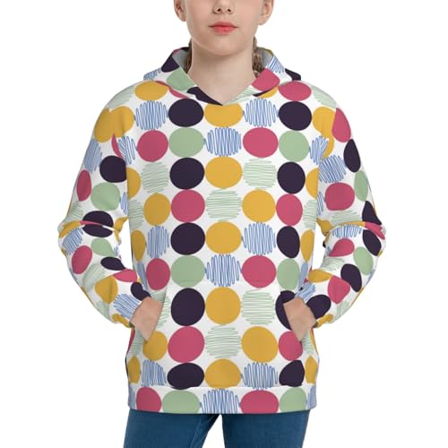 Polka Dot Kids Pullover Hoodies Boys Sweatshirts Girls Athletic Clothes with Pocket