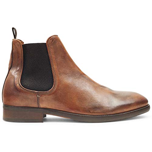 Hombre Hudson London Kirchner Calf Cuero Oficina Elástico Chelsea Botas - Tan Calf - 44