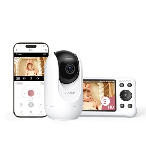momcozy Smart WiFi Baby Monitor 1080P HD Screen Motion & Cry Alerts Night Vision Safe Zone & Temperature Monitoring 2-Way Talk App & Parent Unit Access Wall-Mountable