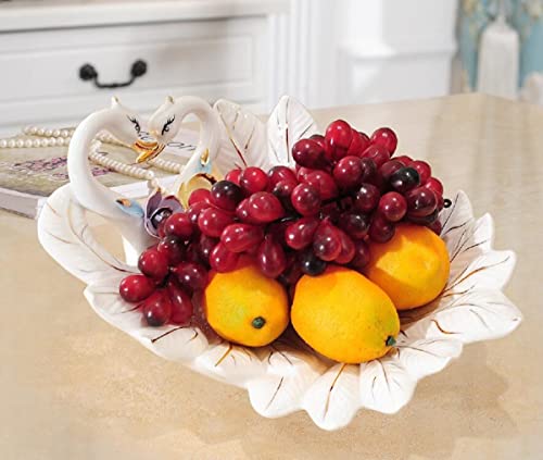 JUNYFFF Frutero, Frutero De Cerámica, Cesta De Frutas De Cerámica, Cocina Mostrador Y Organizador Adecuado para El Hogar, Centro Comercial, Acción De Gracias, Regalo Navideño, Blanco (29,5X14,5 Cm) Cover