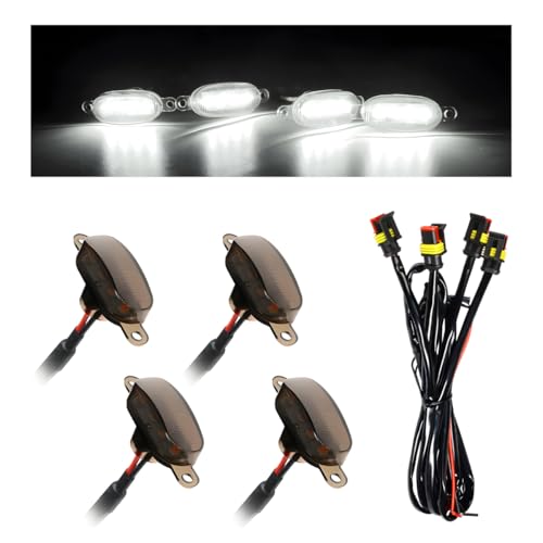 NYTKL 4 PCS Car LED Grille Lights, Waterproof Bright Front Grill Trim Lamps with Wiring Harness, Bumper LED Running Lights for 2004-2019 F150 F250 F350 Raptor 2013-2018 Ram 1500 (Black & White)