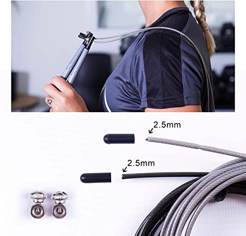 Foto von Ryher Springseil für Double Unders, Fitness Training – Springseil mit verstellbarem 3-Meter Kabel, Tragebeutel, kostenloses extra 3-Meter Kabel, Ersatzschrauben und Gummikappen (Grau)
