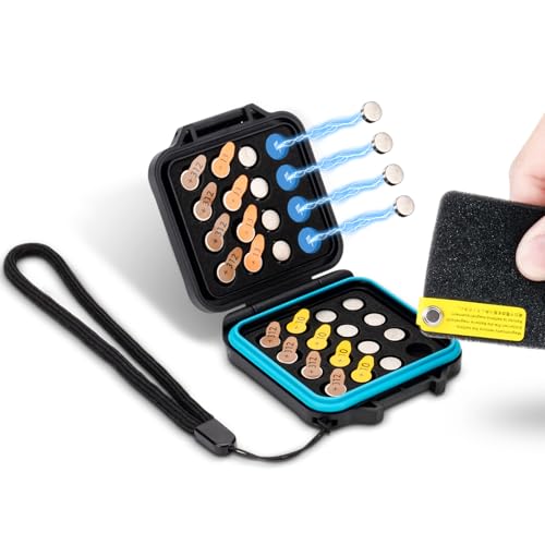 Size 312 13 10 Battery Case Holder Storage, Water-Resistant Anti-Shock, Hearing Aid Batteries Case for 32x A312 Size312 P312 312A PR41 P13 P10, Safety Aid Zinc Air Prime Batteries Holder, No Batteries