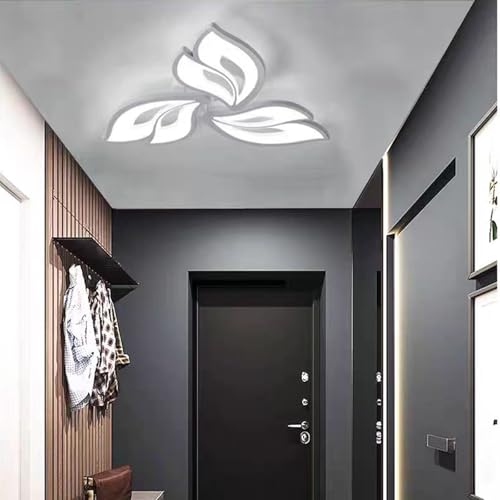 Plafonnier LED dimmable en forme de fleur blanche à 5 têtes avec télécommande pour salon