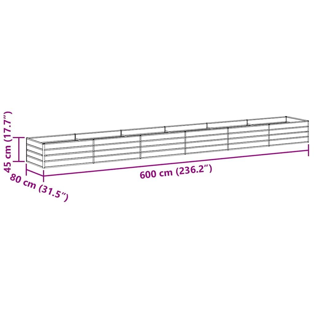 vidaXL Hochbeet Hellbraun 600 x 80 x 45 cm Verzinkter Stahl, Garten und Terrasse, Stabiler Metall-Wannen-Kübel, Hochbeet, Pflanzenbox für Outdoor-Kräuter und Blumen