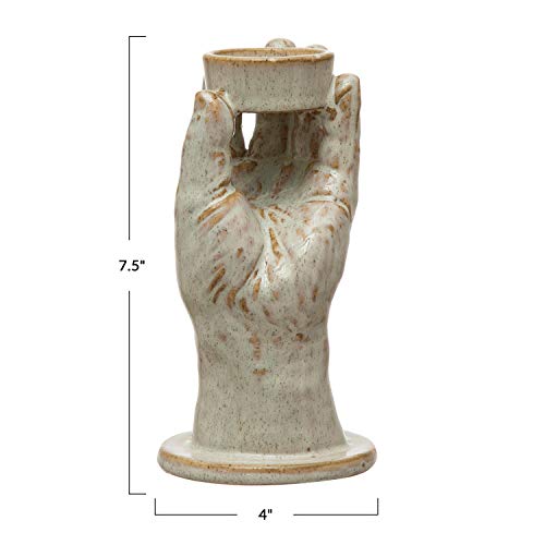 Bloomingville Stoneware Hand Tealight, Reactive Glaze, Cream Color (Each One Will Vary) Candle Holder #TOP1