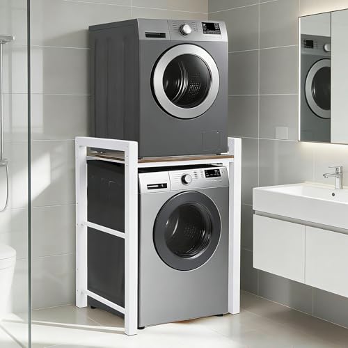 Scaffale per Incolonnamento Lavatrice e Asciugatrice, Supporto Asciugatrice sopra Lavatrice