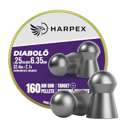 Harpex Diabolo .25 Cal Airgun Pellets – 32.4 Grain Domed Heavy Design – Ultra Precise Accuracy – Premium Lead Pellets for Target Shooting, Long Range Practice & Consistent Performance – 160 Count by HARPEX - Used condition - US$14.26