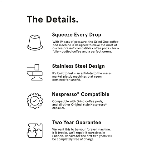 Grind One - Milchaufschäumer + 60 Kapseln - Espressomaschine kompatibel mit Nespresso Original Kapseln - Single Serve… – Bild 5