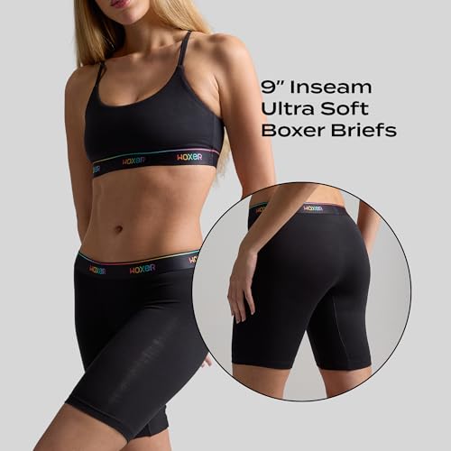 Image of Woxer Womens Boxers - Biker 9 inch Boy Shorts Underwear for Women, Modal Boxer Briefs, Chafe Free, Womens Underwear