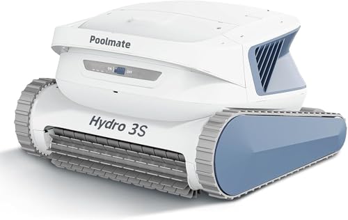 Poolmate Hydro 3S Cordless All-in-one Cleaning Robot Vacuums and Scrubs, Double Superior Cleanliness, Eco Mode+Smart Navigation S-Path, Above & In-Ground Pools up to 1614 sq.ft