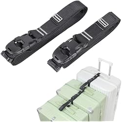 Vividwise Luggage Straps, Stretchable Luggage Connector Straps for Suitcases, Quick Release Buckle Add A Bag Adjustable Attachment Accessories Belts (Black-Cam Buckle, 1