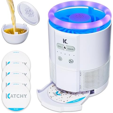 Katchy Duo Indoor Insect Trap with Scent Pod - Fan Powered with UV Light - Fruit Fly Traps for Indoors - for Fruit Flies, Gnats, Mosquitoes, Moths (White) Cover
