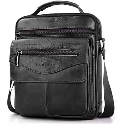 SPAHER Men's Leather Crossbody Travel Bag Cover