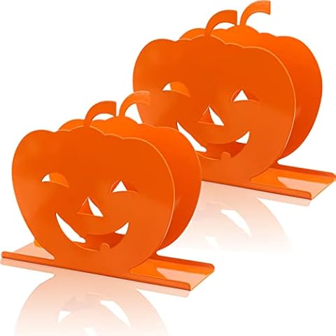 2 Pcs Halloween Napkin Holder for Table Metal Pumpkin Design Paper Napkin Holder Stand Decorative Tissue Dispenser Farmhouse Napkins Holder for Dinner Kitchen Restaurant Home Decor Bar Cover