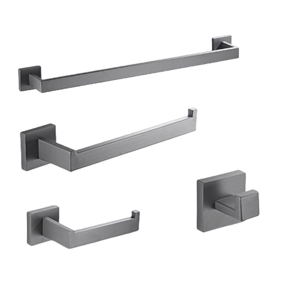 Ensemble de matériel de bain gris pistolet en acier inoxydable pour mur