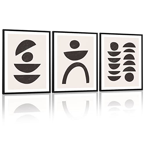 Gulethun Canvas Wall Art Abstract Painting Poster, Modern Half Moon Picture Personalized Art Painting Posters Artwork Color For Picture Framed Wall Art Hanging Pictures 12"X16" 3 Pieces #TOP5