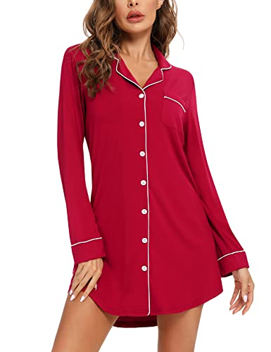 Image of Leikar Nightgowns for Women Button Up Labor Delivery Gown Sleep Shirts