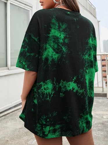 Image of Remidoo Women's Casual Oversized T Shirt Short Sleeve Graphic Tee Letter Tie Dye Shirts