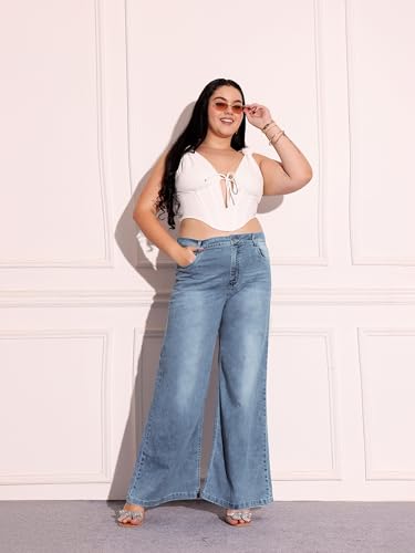 Image of Miss Chase A+ Women's Bootcut High Rise Regular Length Stretchable Denim Jeans