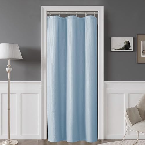OVZME Small Stall Shower Curtain - Embossed Textured Bathroom Curtain 36 x 72 Shower Curtain for RV Camper Machine Washable Water Resistance Glacier Blue
