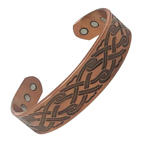 Bracelet magnétique en cuivre pur celtique MnB, design tissé de taille M