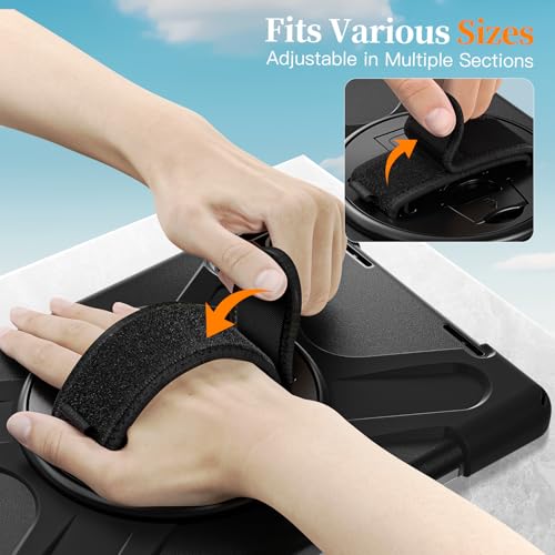 Image of ProElite for Xiaomi Redmi Pad 2 11 inch Case, Rugged 3 Layer Armor case Cover for Xiaomi Redmi Pad 2 11 inch Case with Hand Grip and Rotating Kickstand with Shoulder Strap, Black