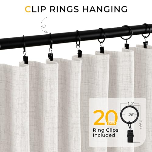 Inovaday 100% Blackout Curtains For Bedroom 84 Inches Long, Clip Rings/Rod Pocket Linen Black Out Curtains 2 Panels Set Thermal Insulated Curtains & Drapes For Living Room -W50 X L84 thumb #3