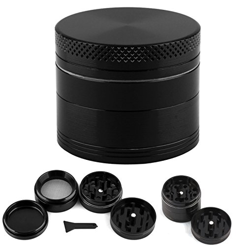 CellDeal Herb Grinder Mill Metal Aluminium Teeth Compact 40mm 4 Part Black