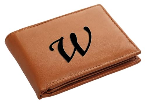 Image of Pu Leather Wallet for Men and Boys Alphabet Name Wallet Gifts for Men | Personalized with Name & Charm Purse - (Color-Tan) (W, Tan)