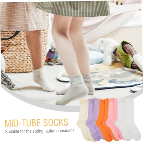 LIFKOME 5pairs Boys and Girls Cotton Socks for Toddlers Girls Ankle Socks Soft Breathable3