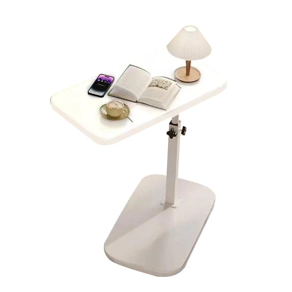 HOMVEX Lifting Side Table 360° Swivel C Shaped End Table - TV Tray Table Narrow Side Table Laptop Desk for Living Room Bedroom Bedside Nursing Sofa Reading Study Snack Tea Coffee Couch (White)