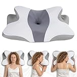 Neck Pillow, Memory Foam Neck Pillow, Cervical Pillow, Orthopedic Butterfly Ergonomic Memory Cervical Pillow for Neck Pain Relief, Removable Breathable Pillowcase, Contour Neck for Side, Back,Odorless
