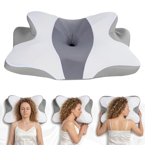 Neck Pillow Memory Foam Neck Pillow Cervical Pillow Orthopedic Butterfly Ergonomic Memory Cervical Pillow for Neck Pain Relief Removable Breathable Pillowcase Contour Neck for Side Back Odorless