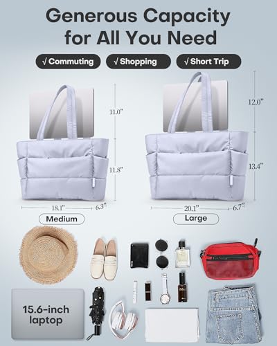 Image of HOTOR Puffer Tote Bag for Women, Multi-Pocket, Zippered