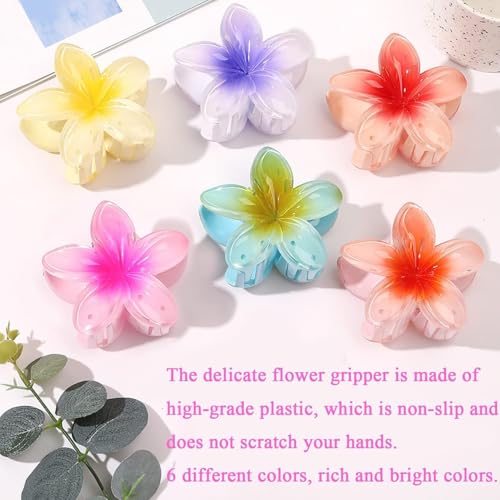 Image of Raenso 4 Pcs Flower Hair Claw Multicolor, Hawaiian Flower Hair Clips for Women, Floral Claw Clips for Women, Beach Tropical Hair Accessories for Girls
