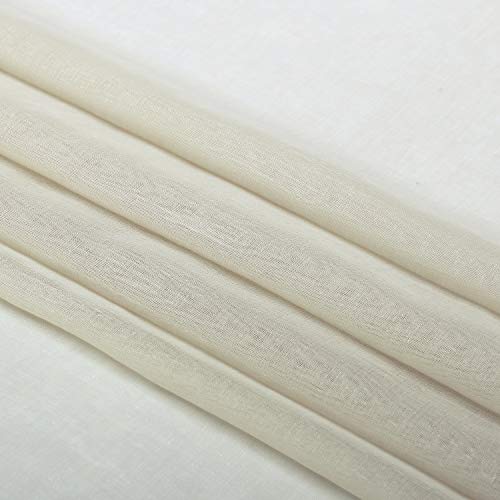 Miss Selectex Linen Look Pom Pom Tasseled Sheer Curtains - Rod Pocket Voile Semi-Sheer Curtains For Living And Bedroom, Set Of 2 Curtain Panels (52 X 84 Inch, Nature) #TOP3