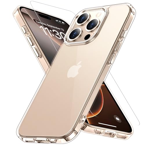 Amazon | iPhone 16 Pro用 ケース クリア ガラス保護付き 黄変防止