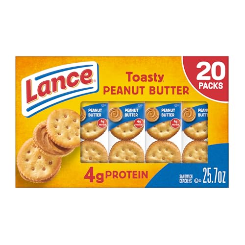 Lance Sandwich Crackers, Toasty Peanut Butter, 20 Individually Wrapped Packs, 6 Sandwiches Each