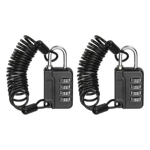 Image of MECCANIXITY Combination Lock, 4 Digit Padlock Combination Outdoor Waterproof Locker Locks with Steel Cable for Gym Luggage Home Sports Hasp Storage, Black Pack of 2