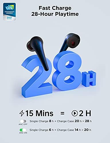 1MORE ComfoBuds Pro Wireless Earbuds, Bluetooth Earphones with Active Noise Cancellation, Multiple Modes, Personalized EQ, 6 Mics, 28H Playtime, Blue